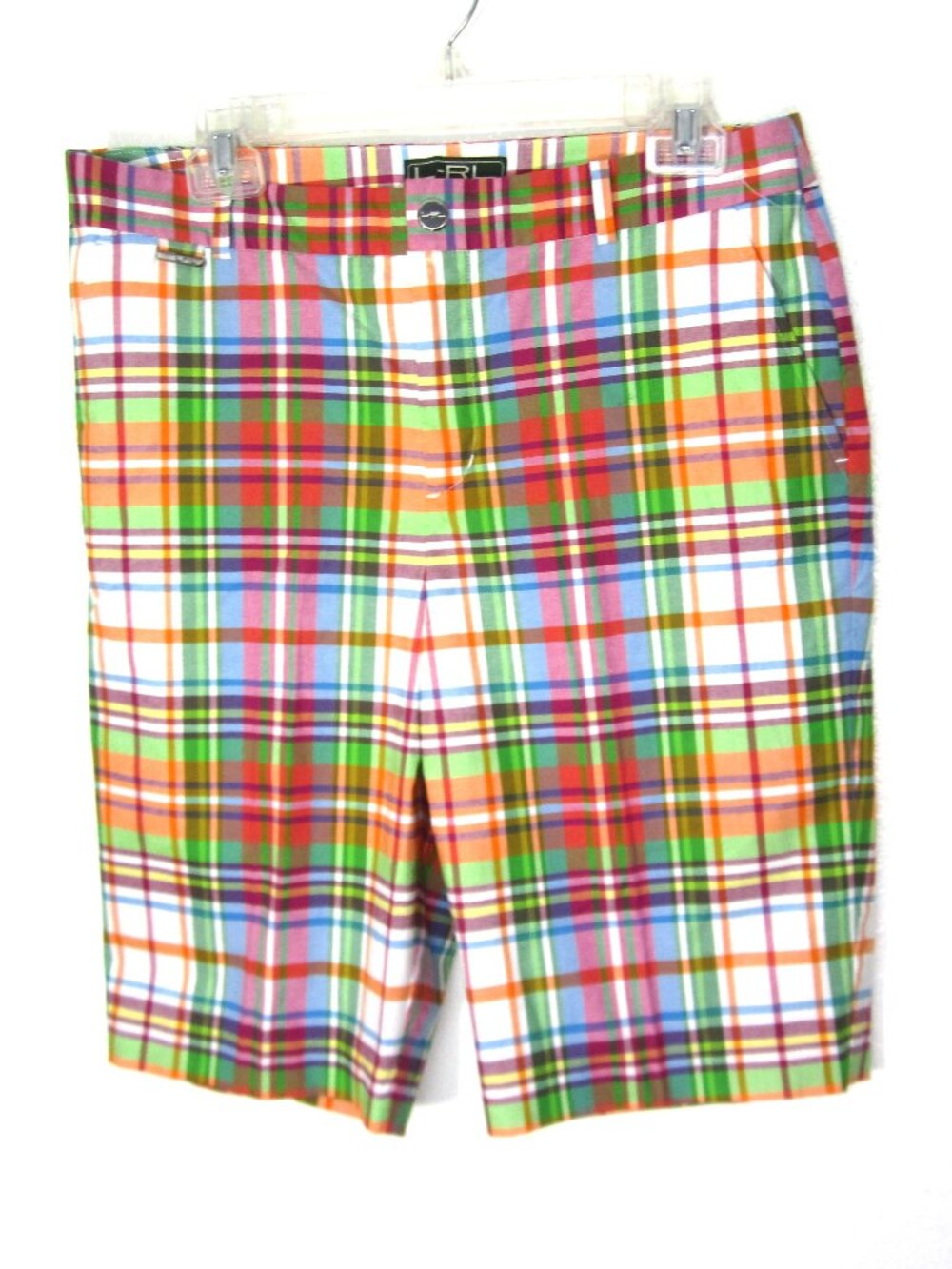 NEW Lauren Ralph Lauren Active LRL Size 8 11" Multi-Color Plaid Bermuda Shorts